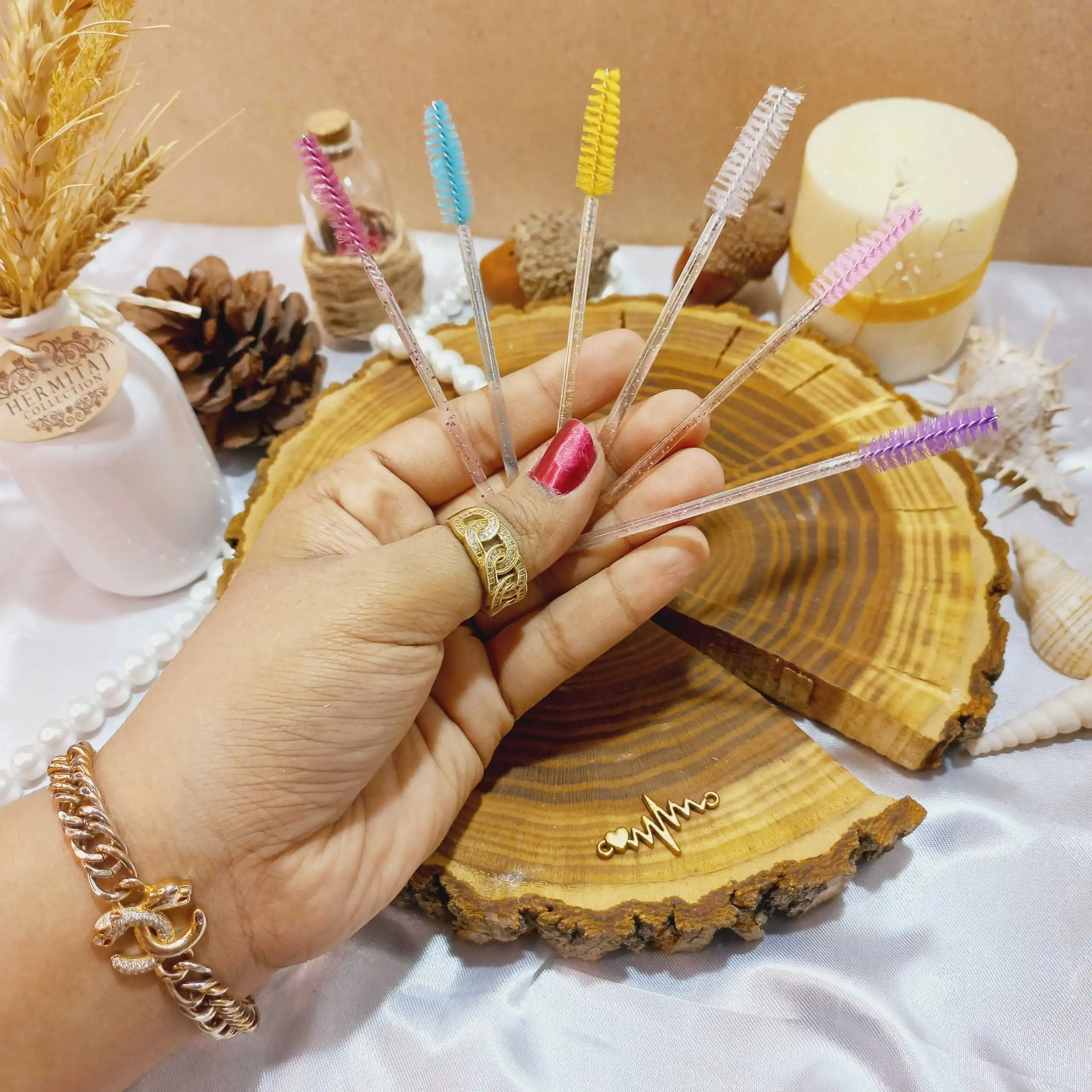 برس ابرو و مژه رنگی شیشه ای | پخش عمده