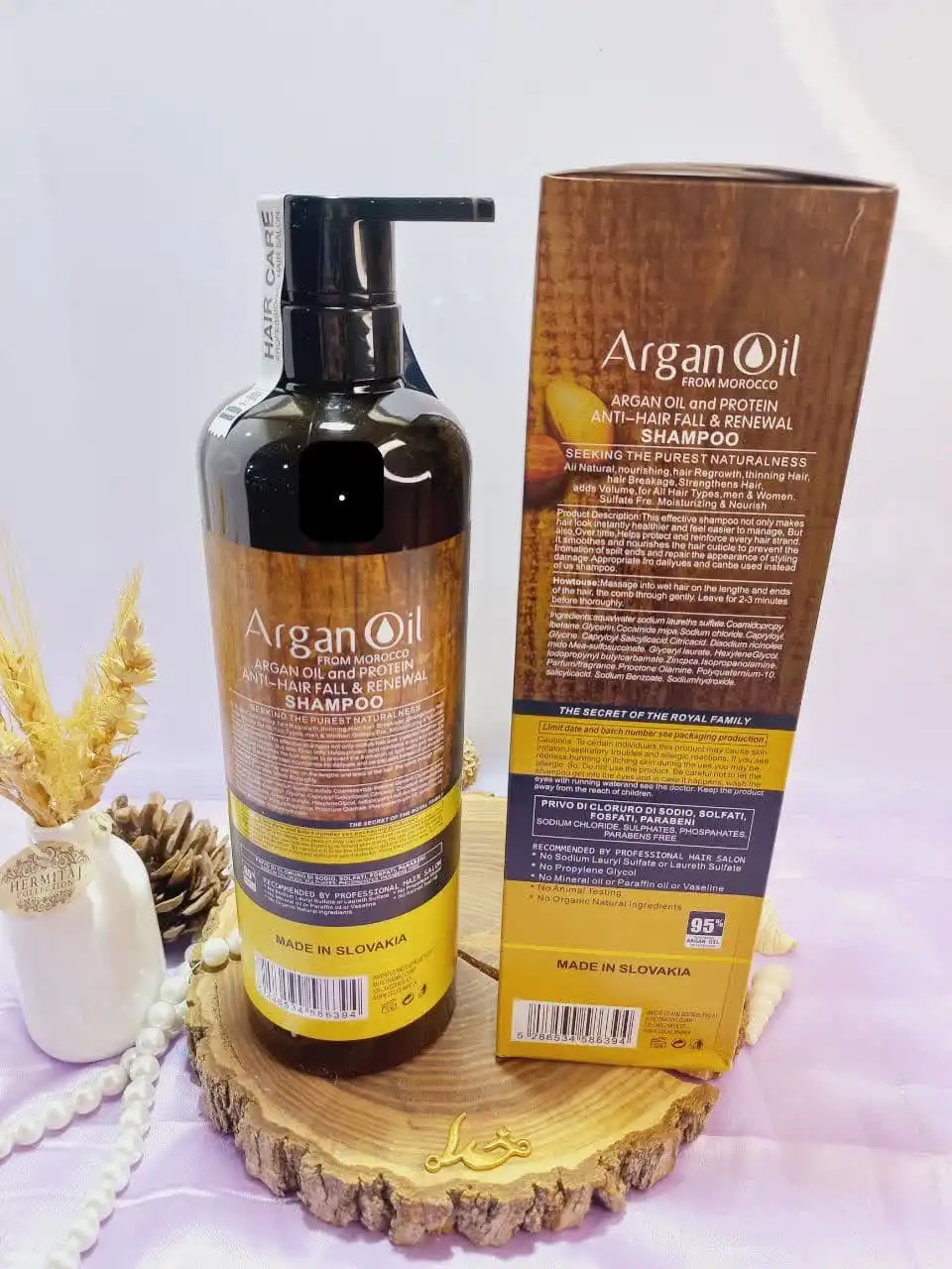 شامپو روغن آرگان کراتینه اصلی مراکشی هک شده ساخت اسلواکی جعبه دار لایتنس 900 میل 95% ARGAN OIL