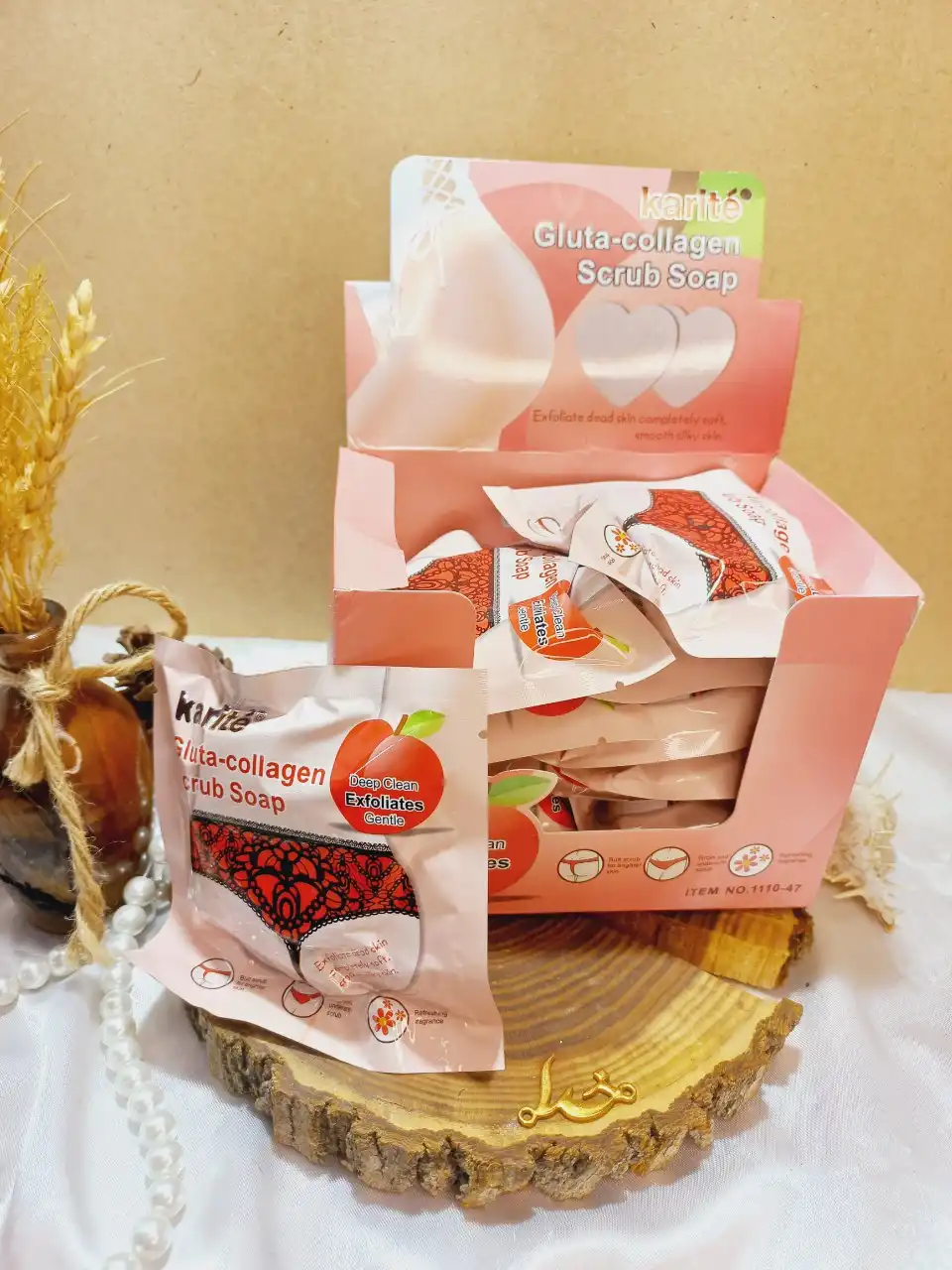 صابون اسکراب و روشن کننده قوی پوست و نواحی حساس بدن مدل قلبی کاریته KARITE کد 47-1110