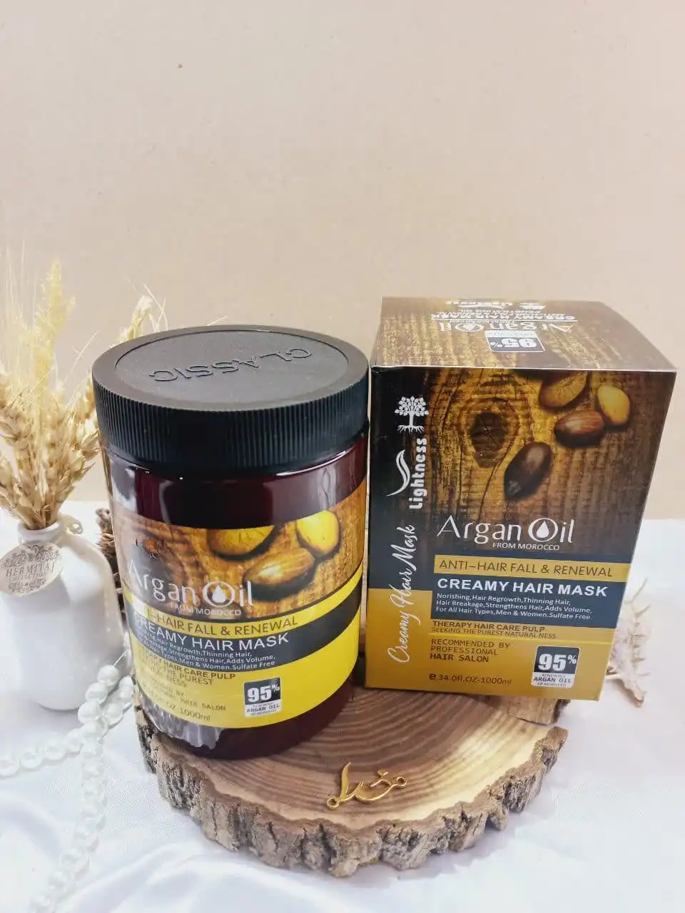 ماسک مو آرگان کراتینه اصلی مراکشی ساخت اسلواکی جعبه دار لایتنس 900 میل 95% ARGAN OIL