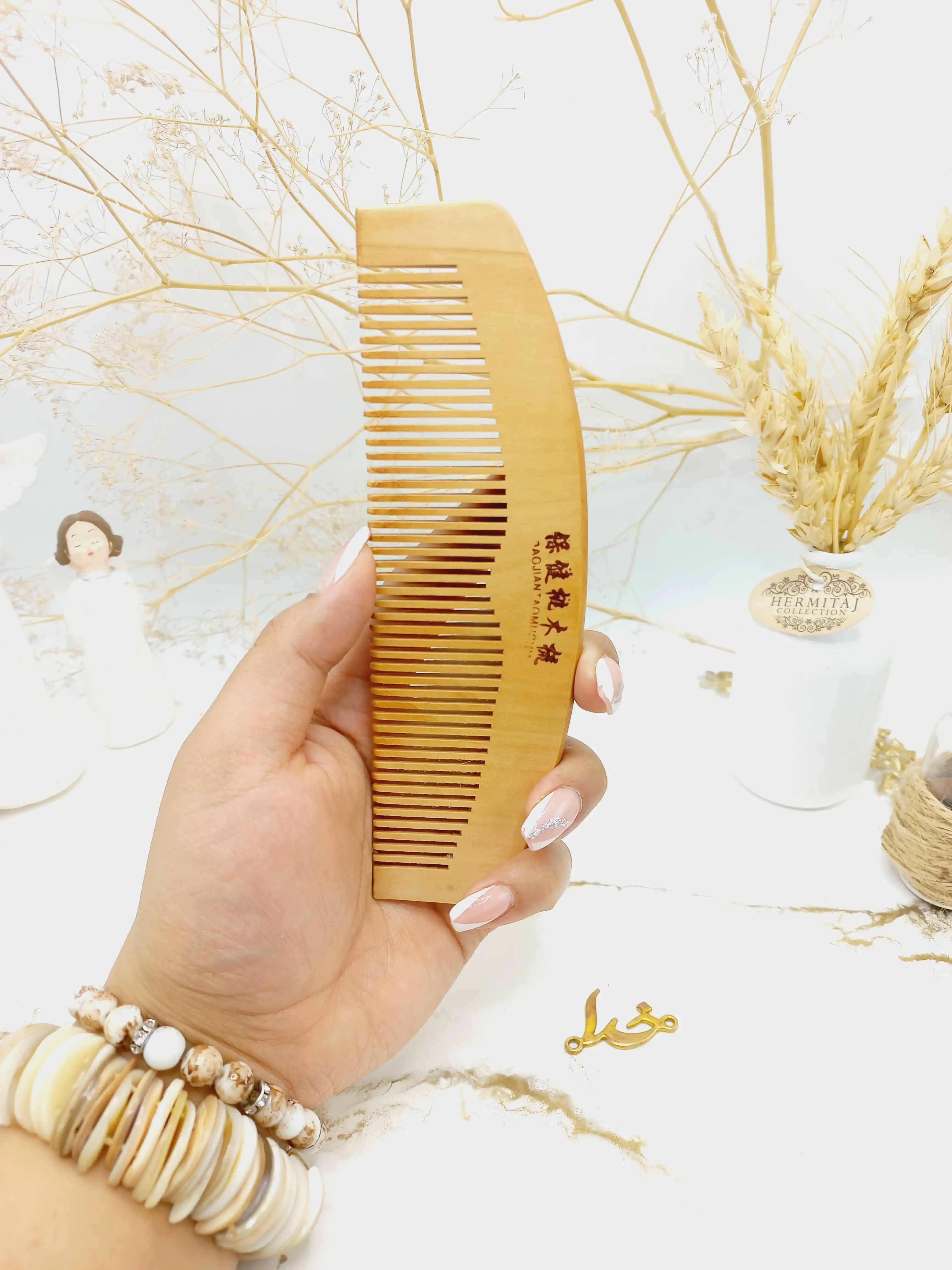 شانه چوبی منحنی طرح شماره 1