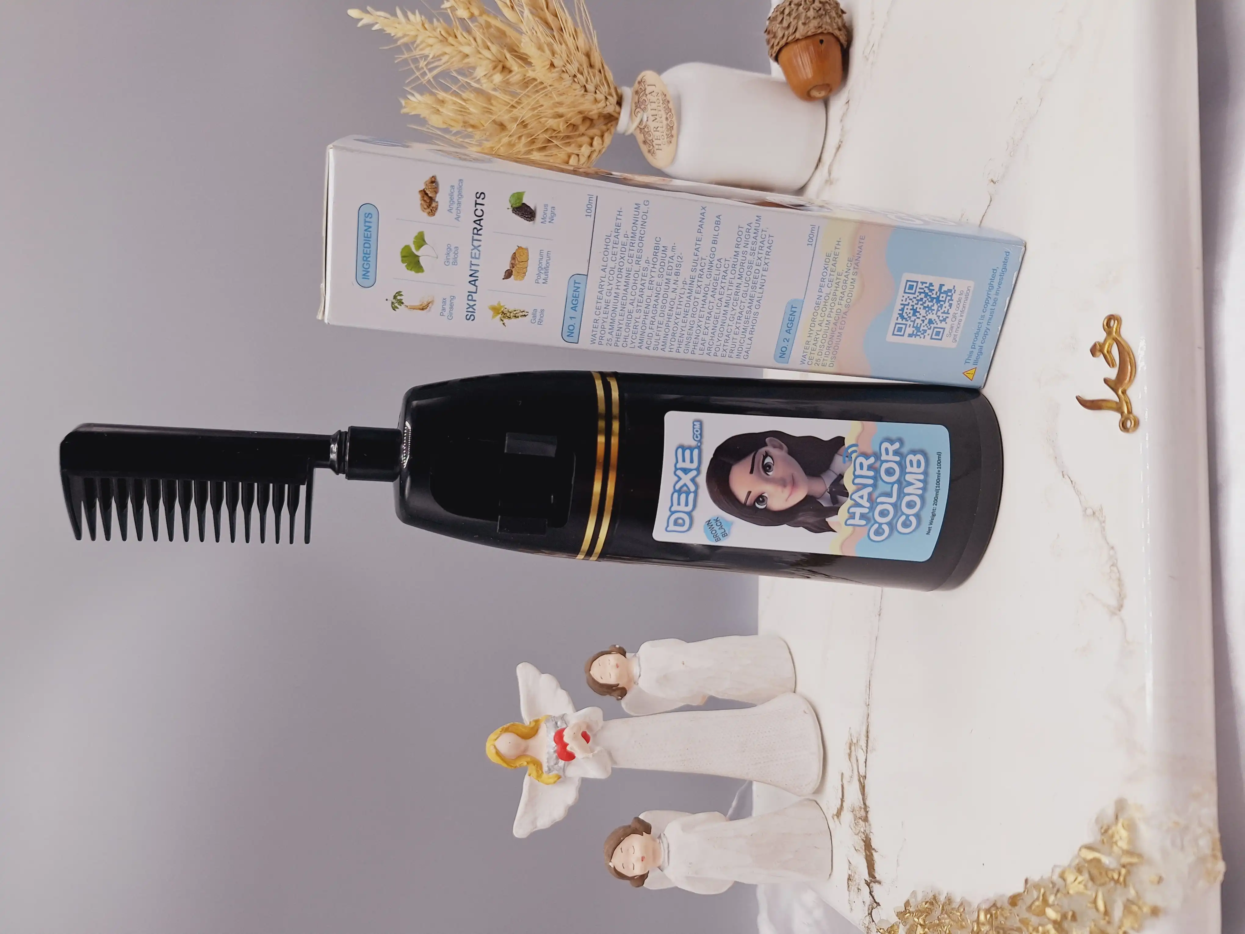 شانه رنگ مو قهوه‌ای تیره برند دکسی Dexe کد 4849