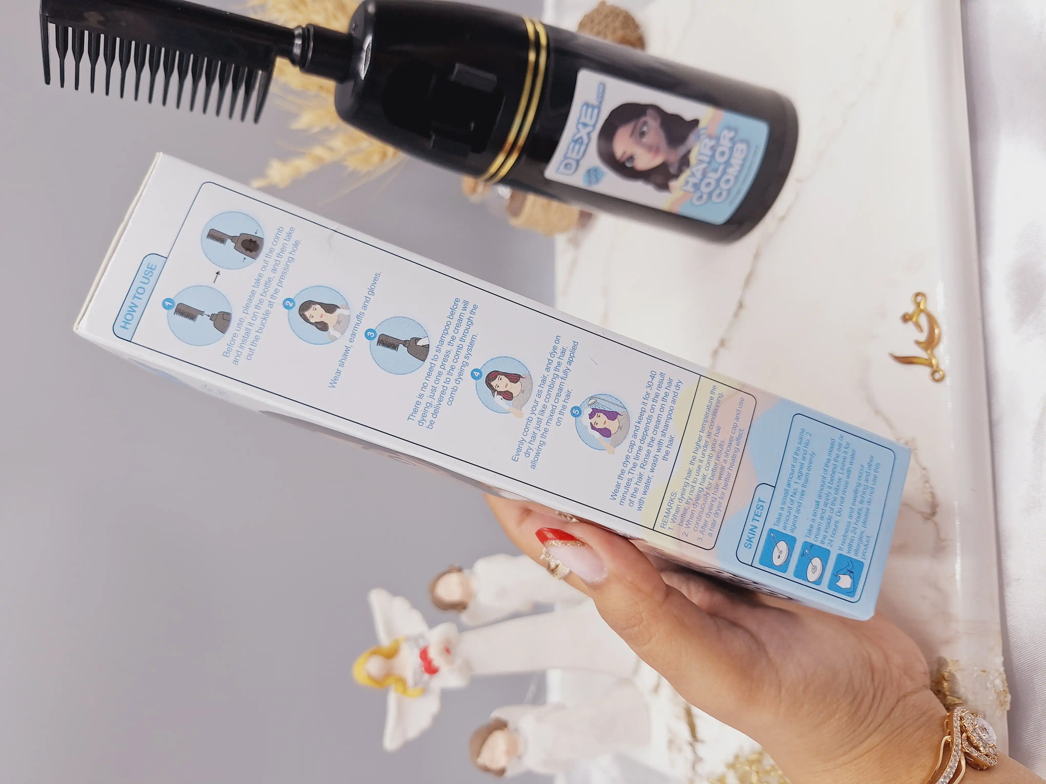 شانه رنگ مو قهوه‌ای تیره برند دکسی Dexe کد 4849