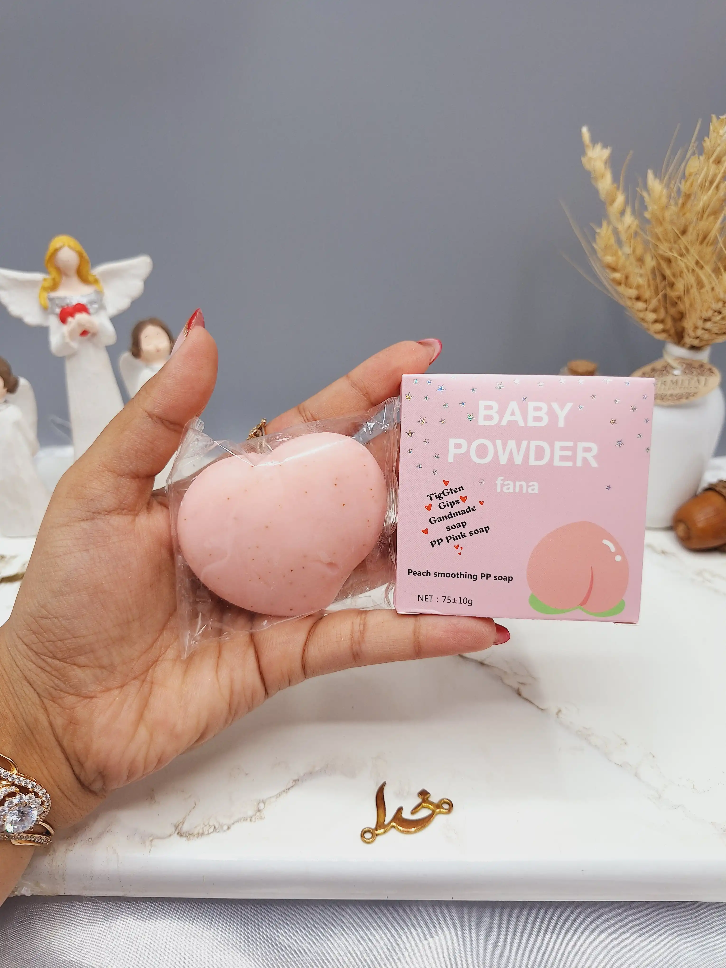 صابون روشن کننده هلویی طرح قلب BABY POWDER کد F8075