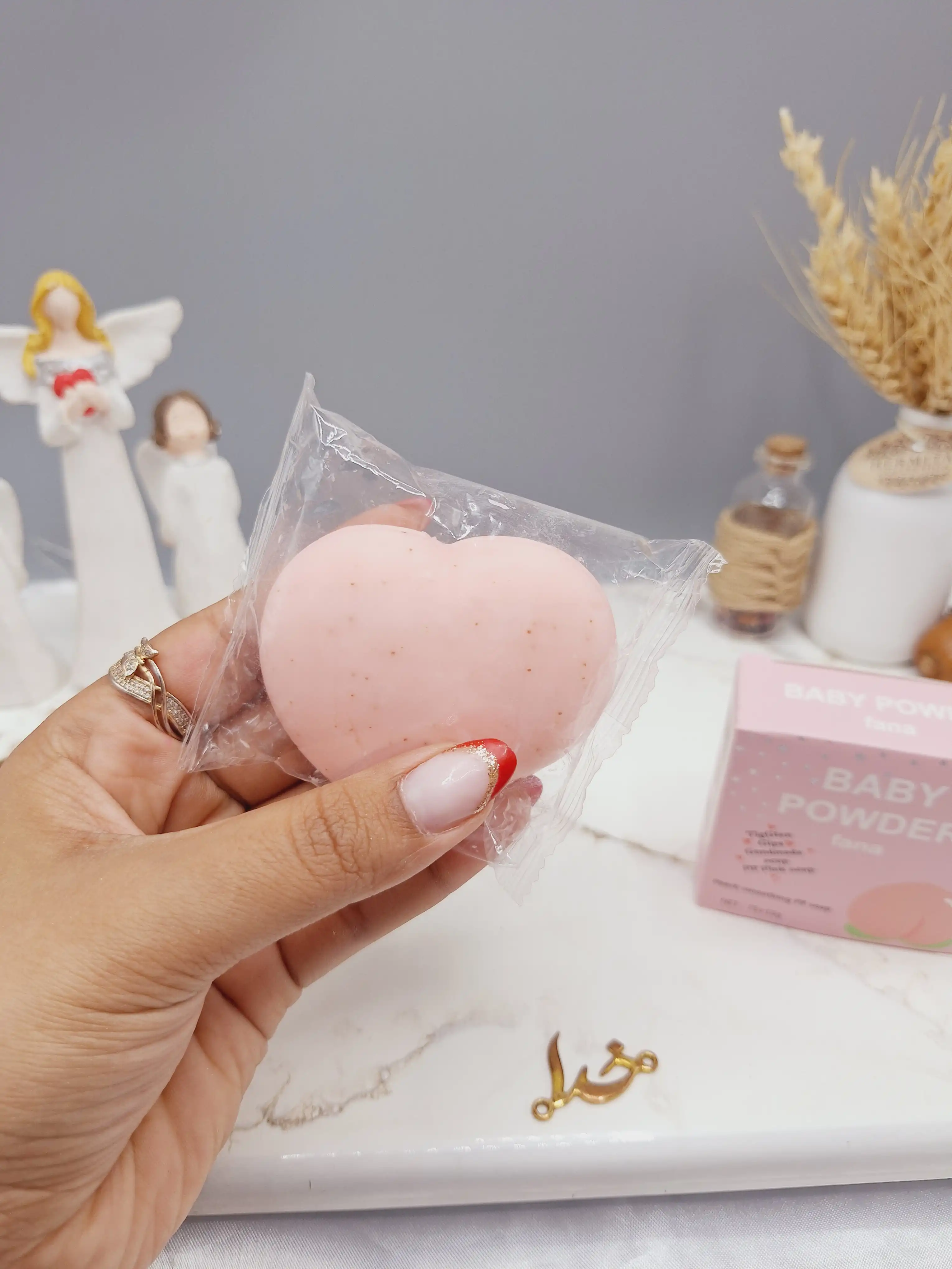 صابون روشن کننده هلویی طرح قلب BABY POWDER کد F8075