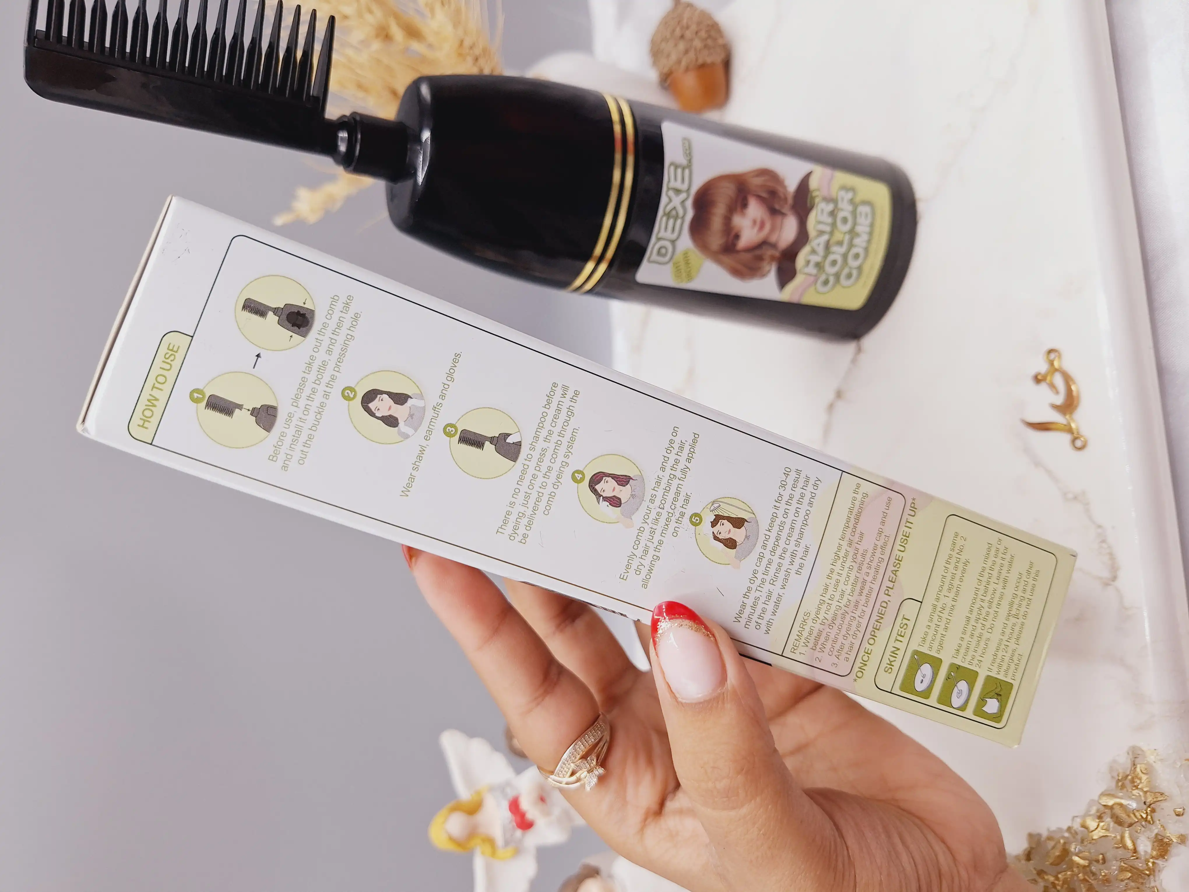 شانه رنگ مو رنگ قهوه ای روشن طبیعی برند دکسی Dexe کد 4863