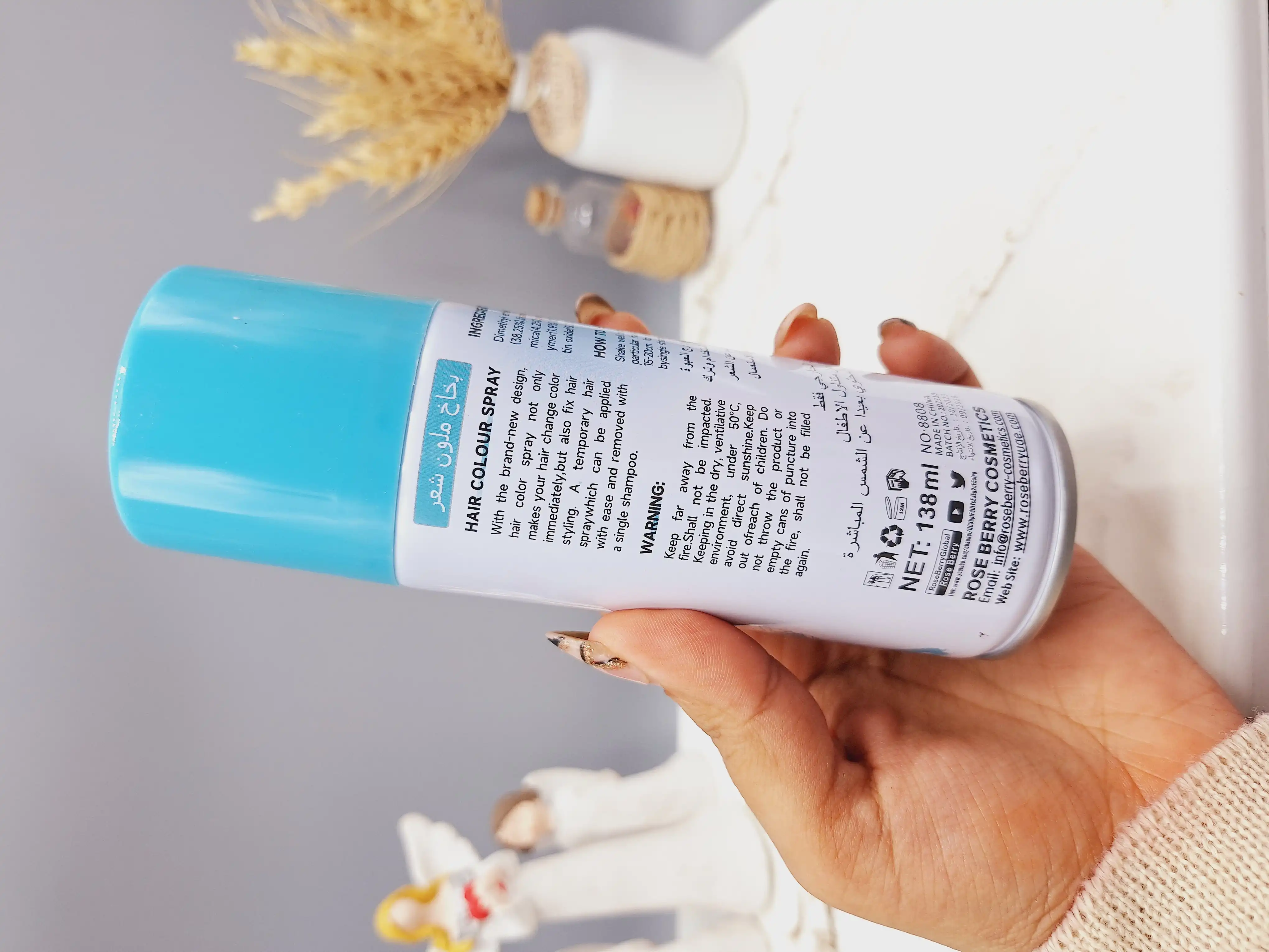 اسپری رنگ مو آبی نیلگون برند ROSE BERRY کد 1815