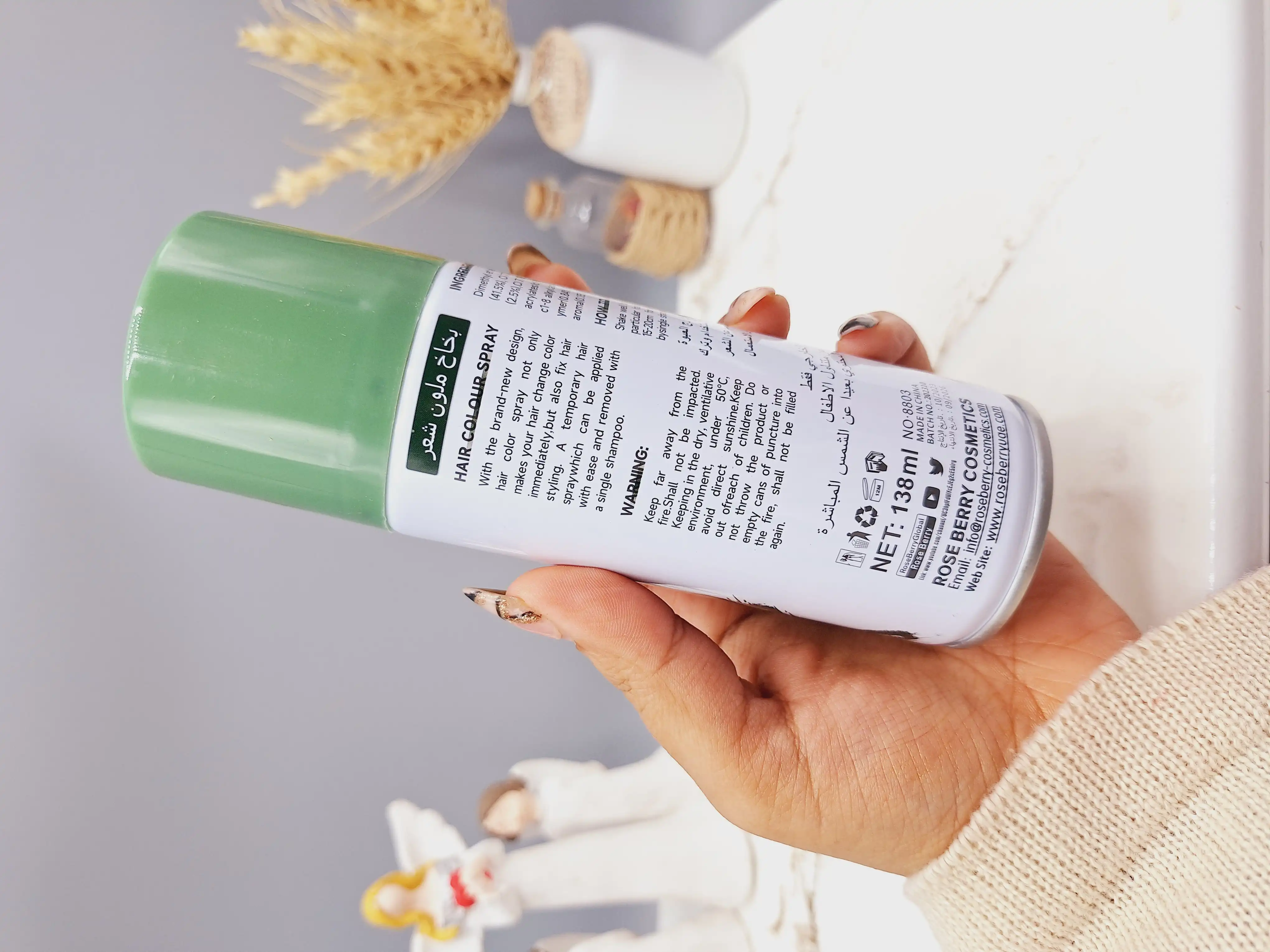 اسپری رنگ مو سبز تیره برند ROSE BERRY کد 1761