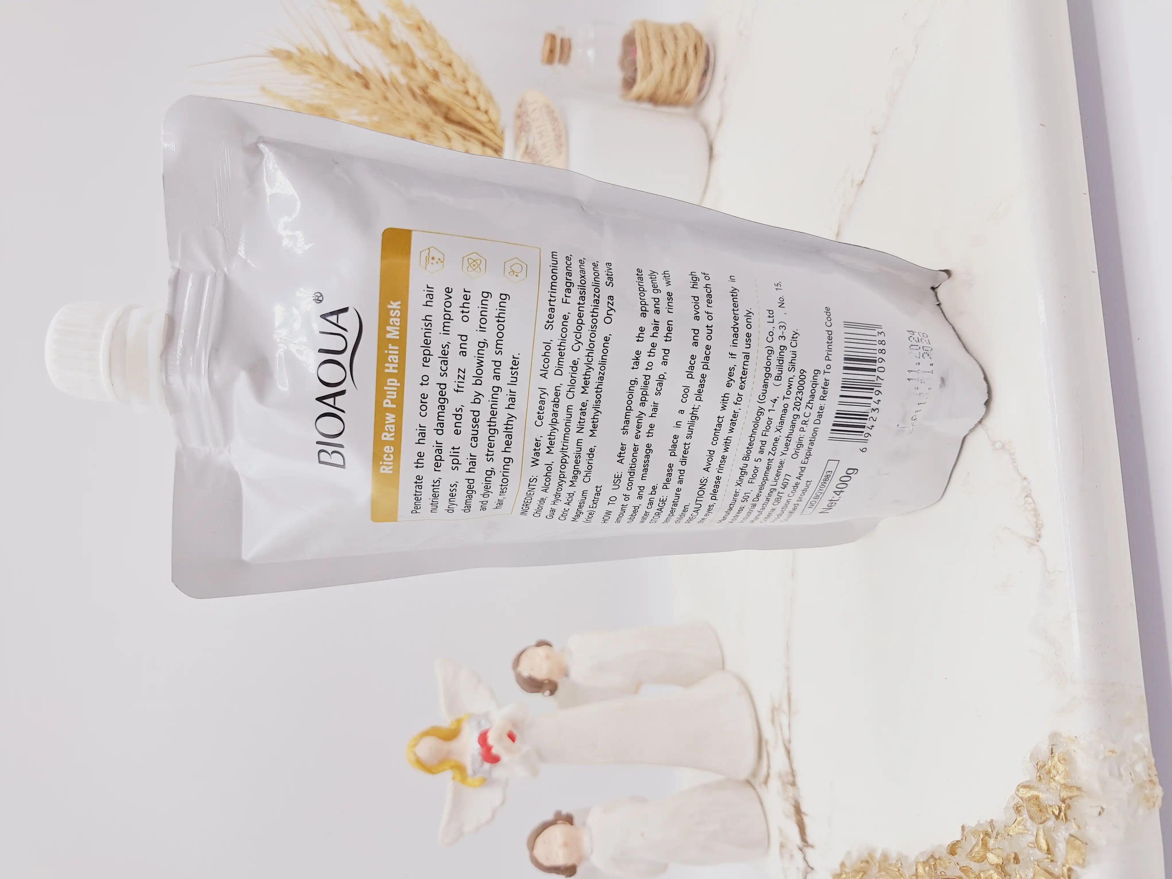 ماسک موی ساندیسی تقویتی برنج بیوآکوا حجم 400 گرم کد 09883