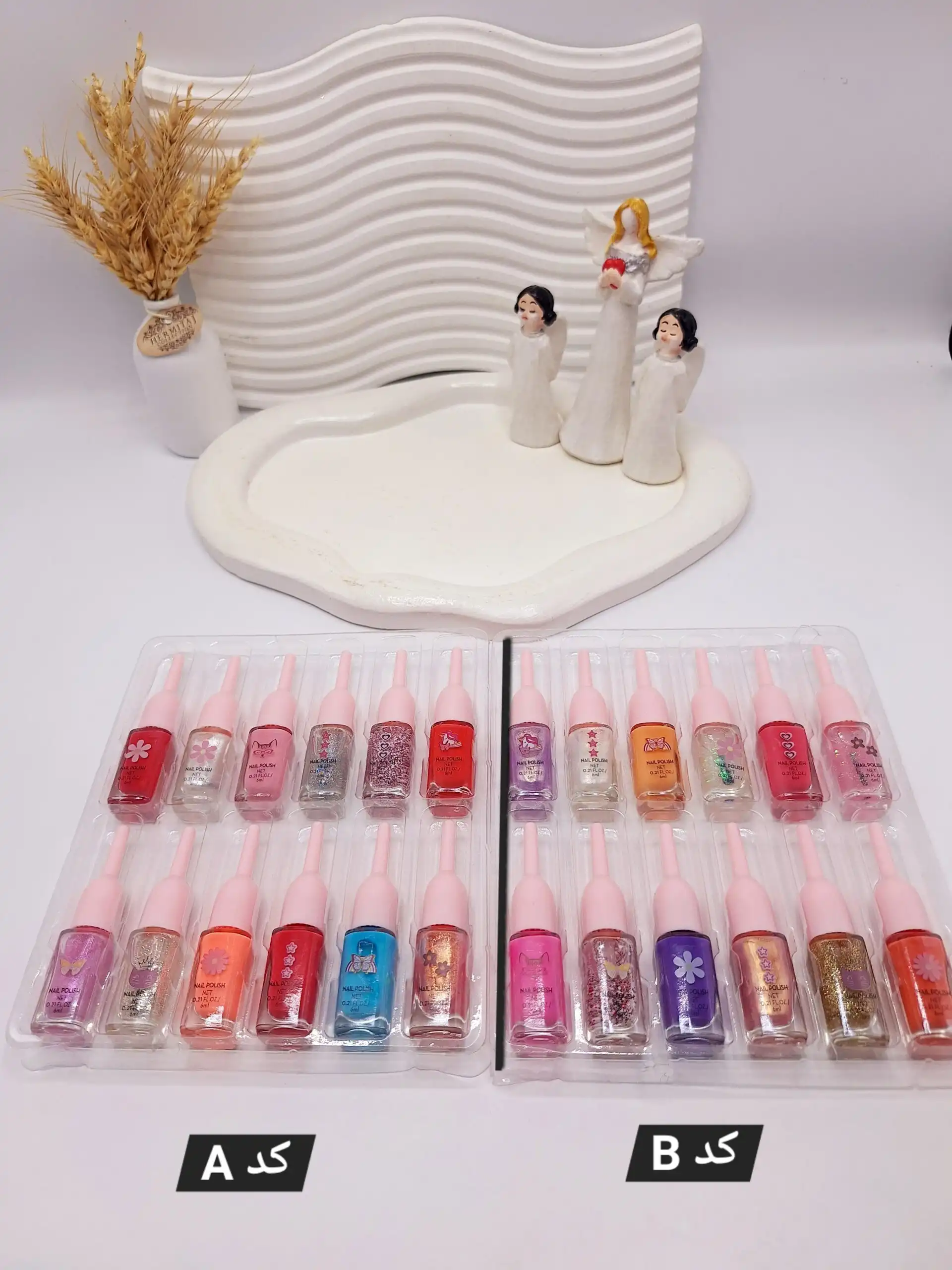 پک 12 تایی لاک خوش رنگ گلی طرح استوانه ای N532