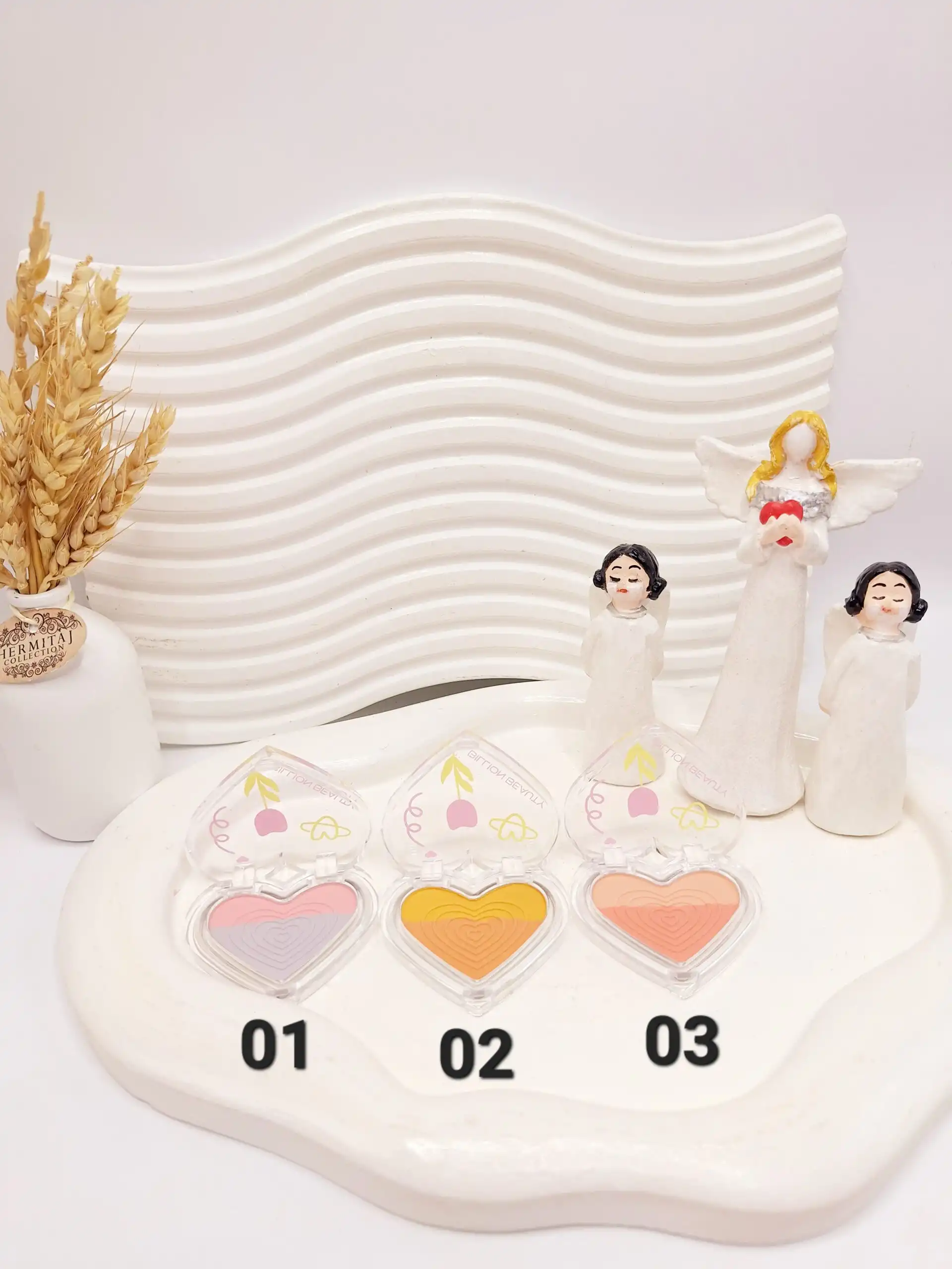 رژگونه دورنگ طرح قلبی برند  BILLION BEAUTY کد 1777