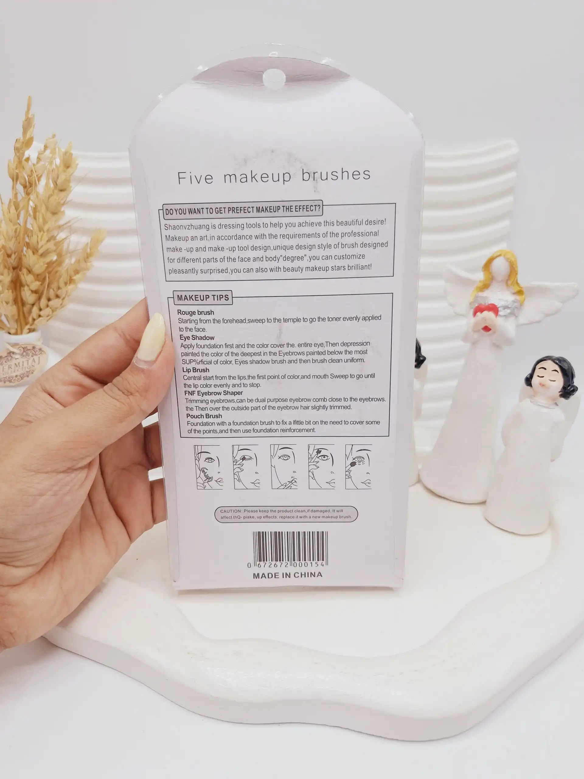 ست براش 5 تیکه کرومی مدل فانتری (رنگ بنفش) کد 0154