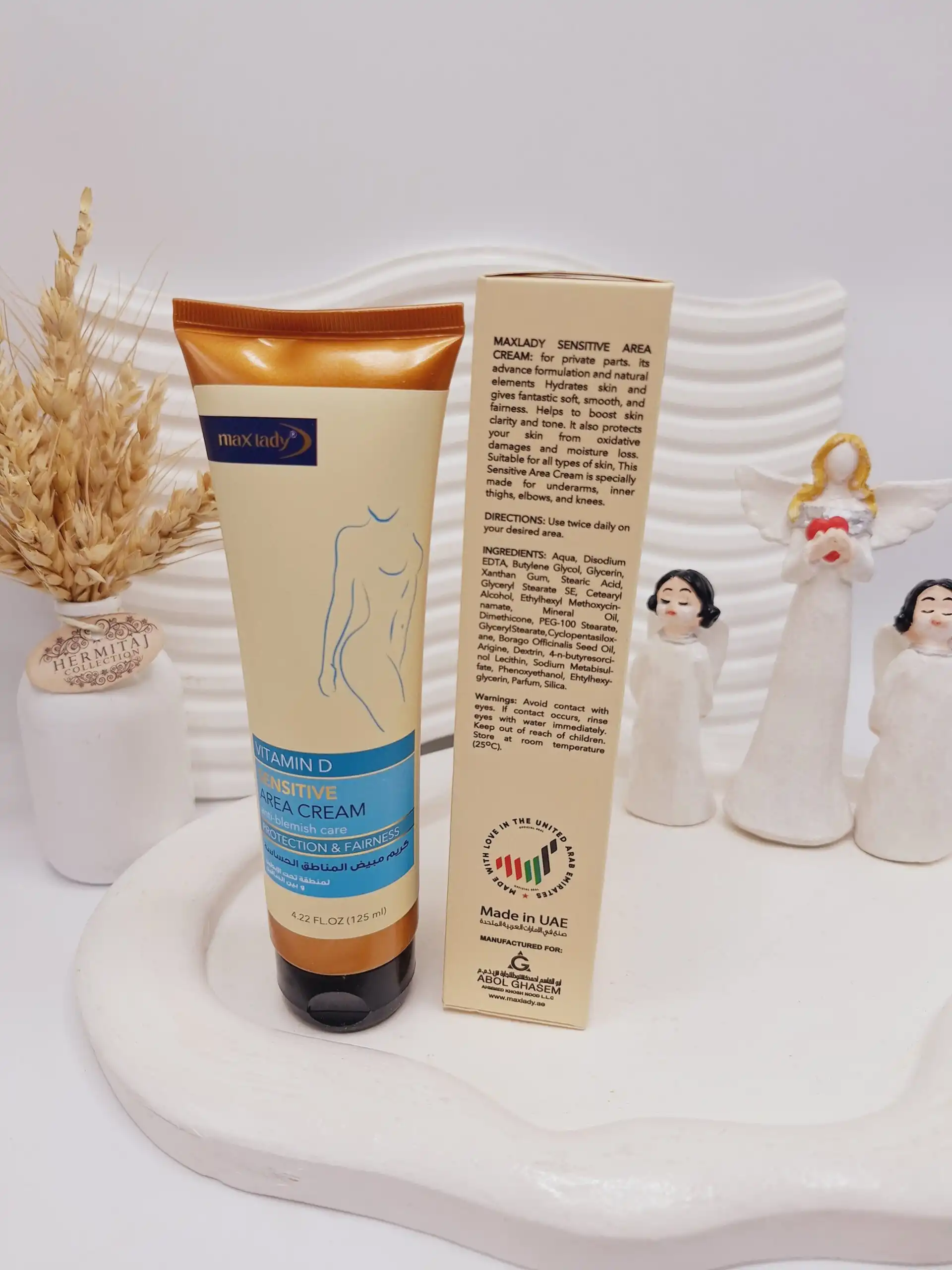 کرم سفید کننده برای نواحی حساس ناحیه زیر بغل و بین پاها برند max lady کد 5312