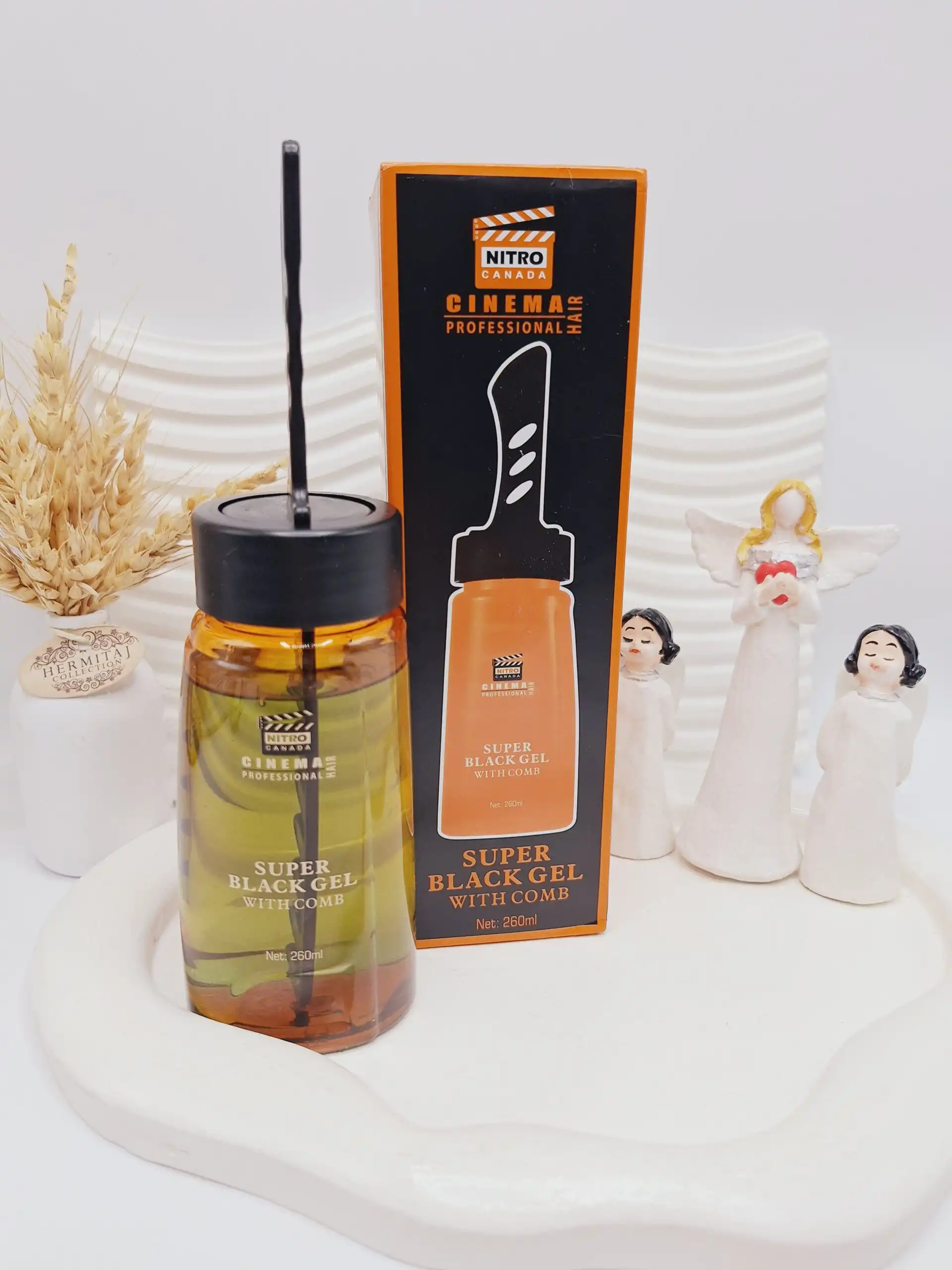 ژل مو مشکی حرفه ای نیترو کارتن نارنجی کد 1819