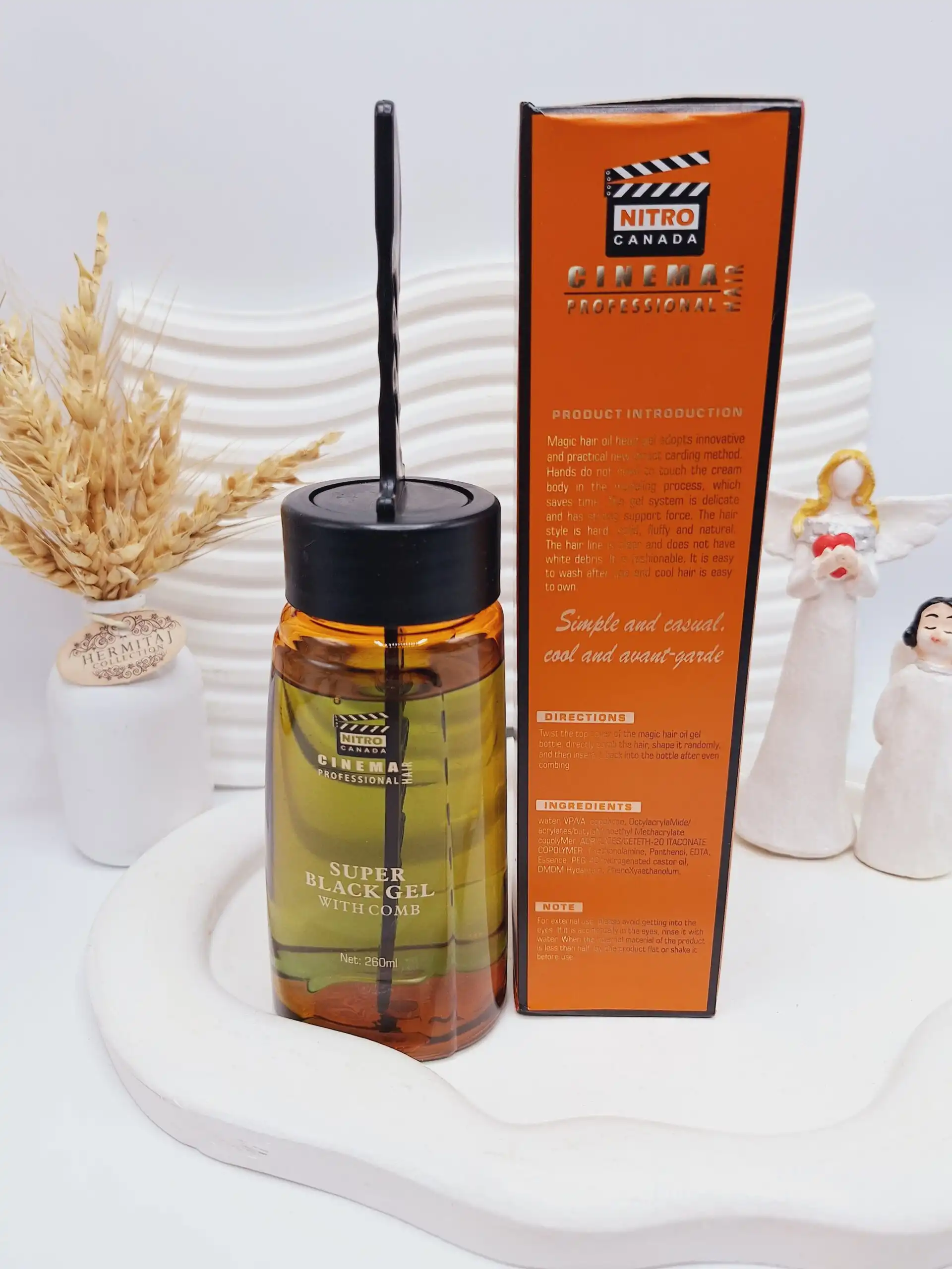 ژل مو مشکی حرفه ای نیترو کارتن نارنجی کد 1819