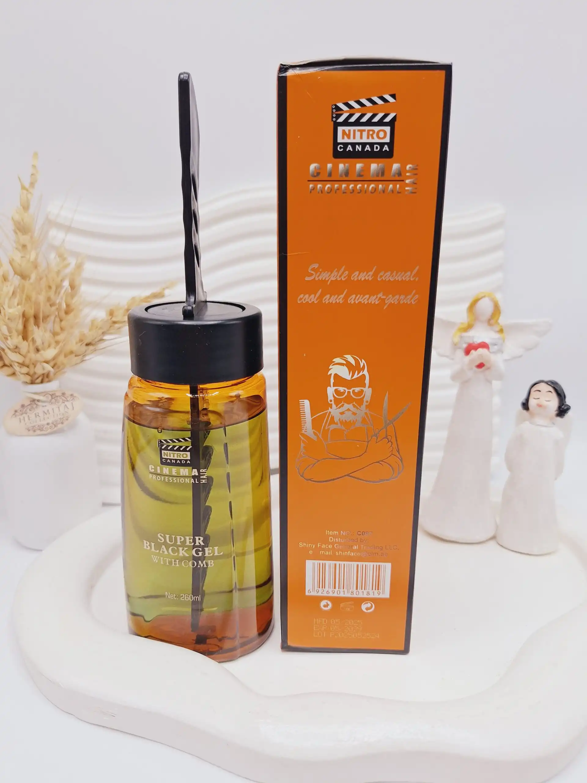 ژل مو مشکی حرفه ای نیترو کارتن نارنجی کد 1819