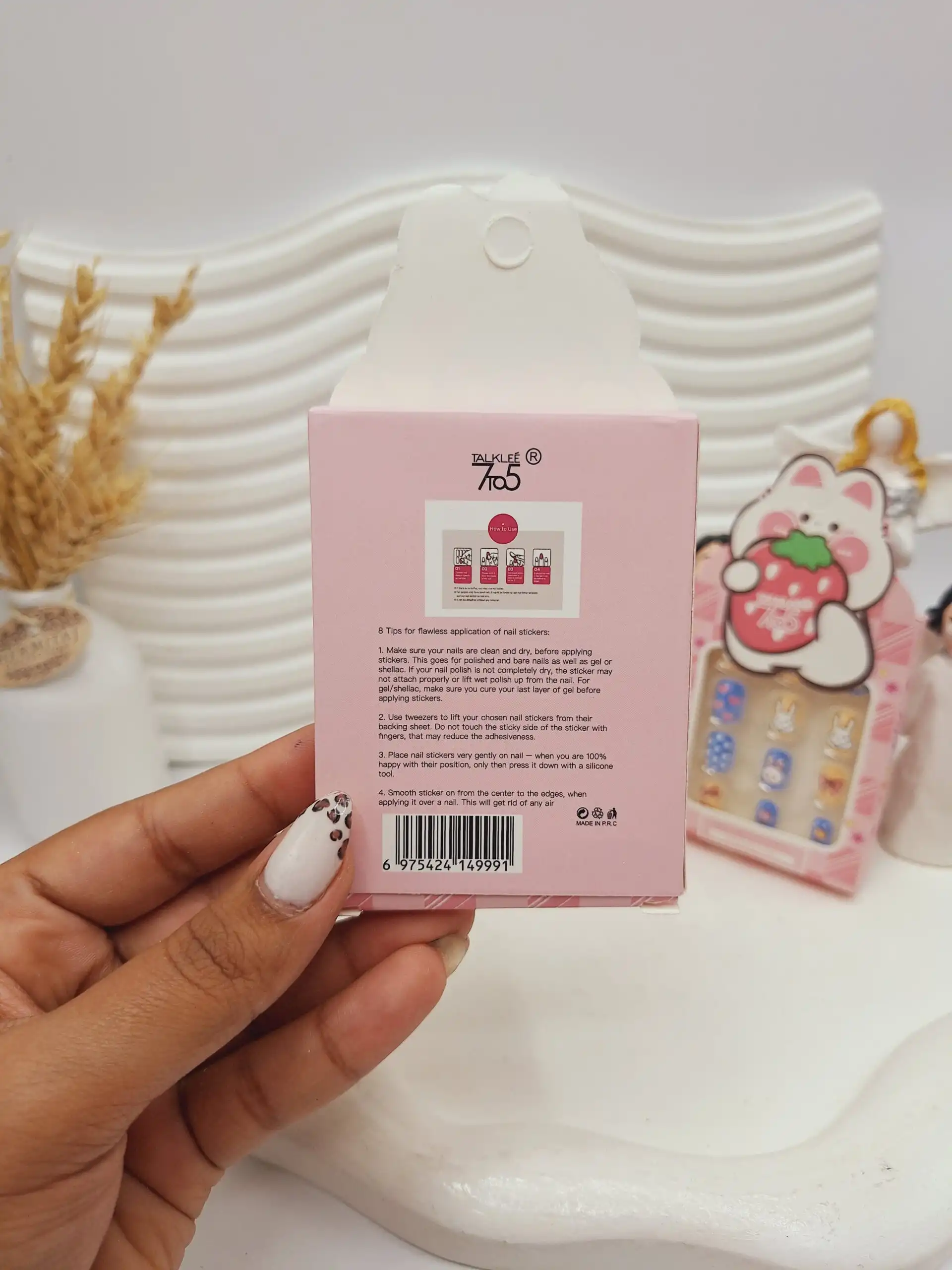 پک ناخن مصنوعی بچگانه طرح خرس توت فرنگی کد 9991