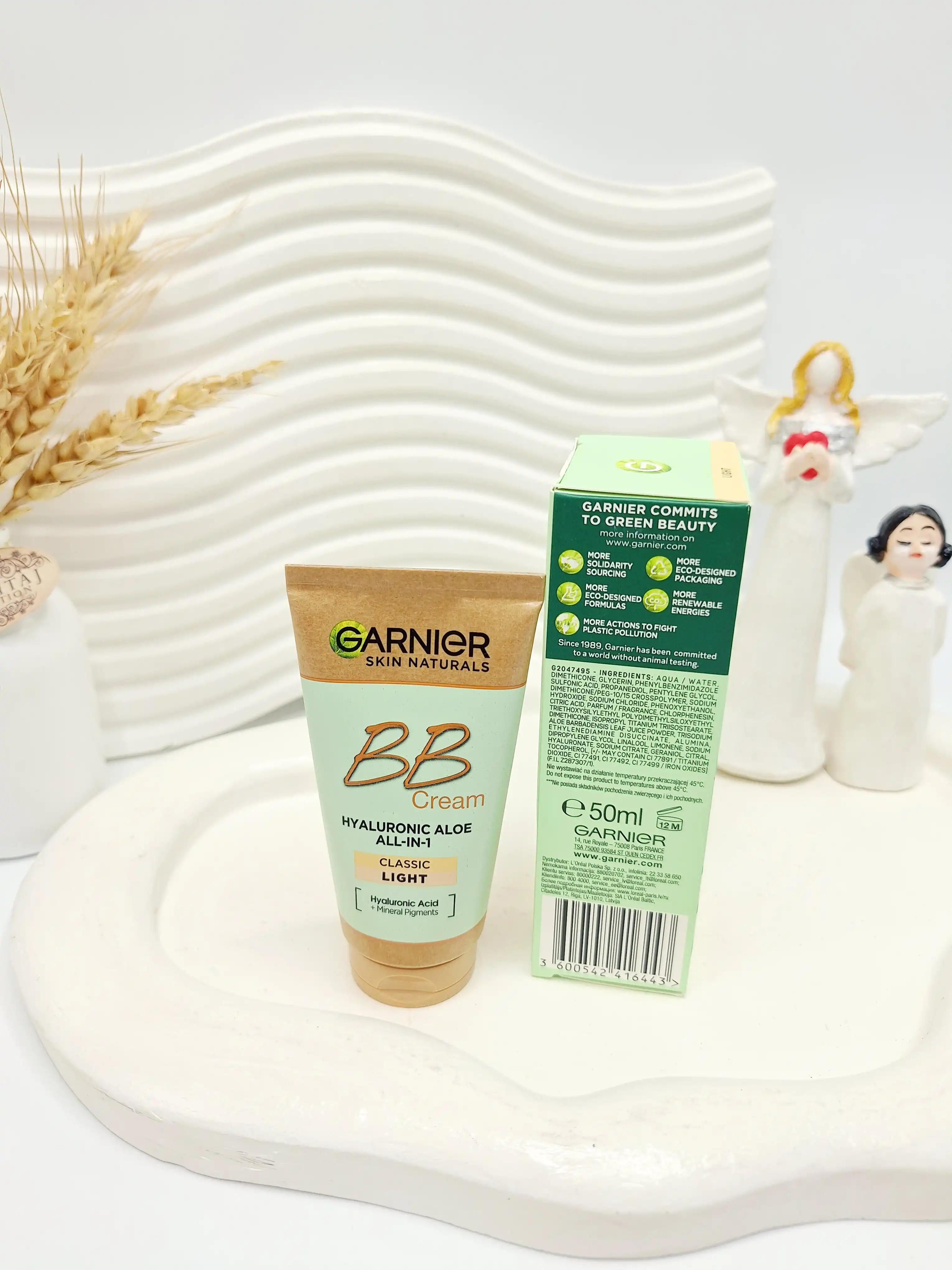 کرم بی بی گارنیر هیالورونیک آلوئه اورجینال اصل رنگ لایت قوطی سبز کد 6443