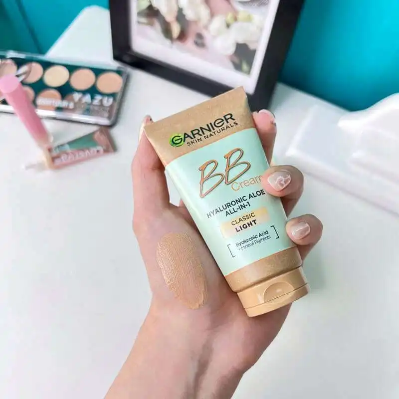 کرم بی بی گارنیر هیالورونیک آلوئه اورجینال اصل رنگ لایت قوطی سبز کد 6443