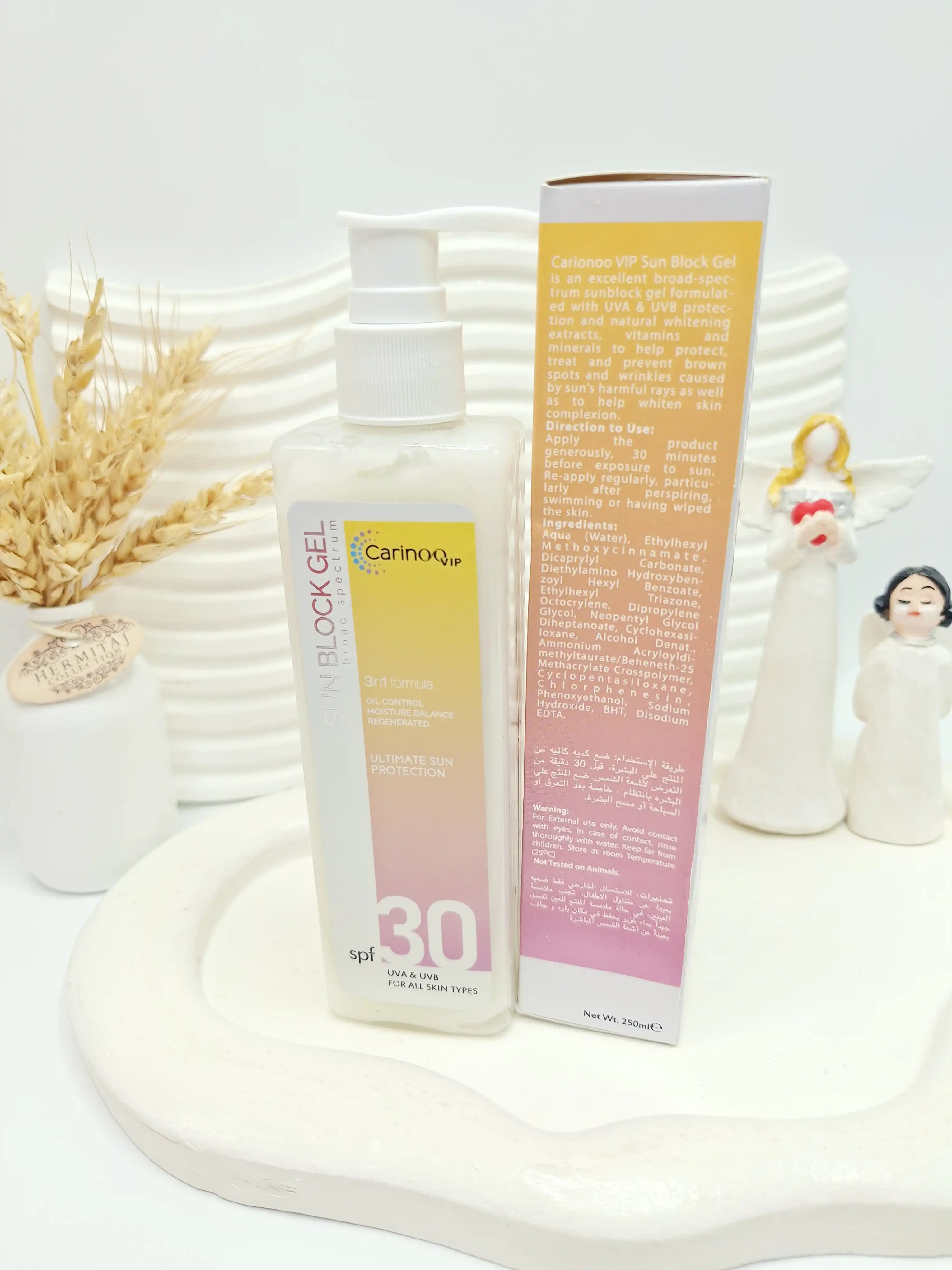 ژل ضد آفتاب بی رنگ کارینو وی آی پی مدل 3in1 SPF30 کد 4799