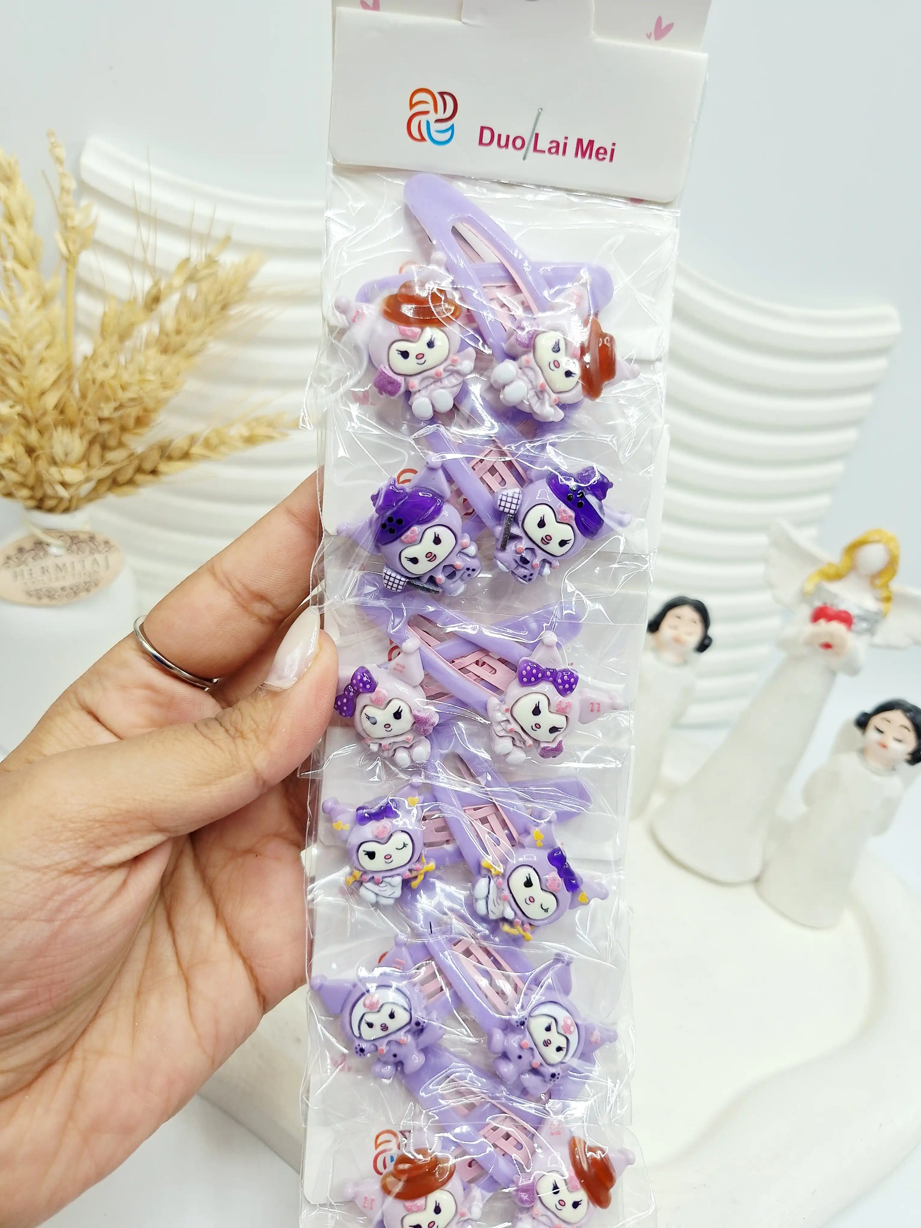 ست 10 عددی پنس مو کرومی بنفش