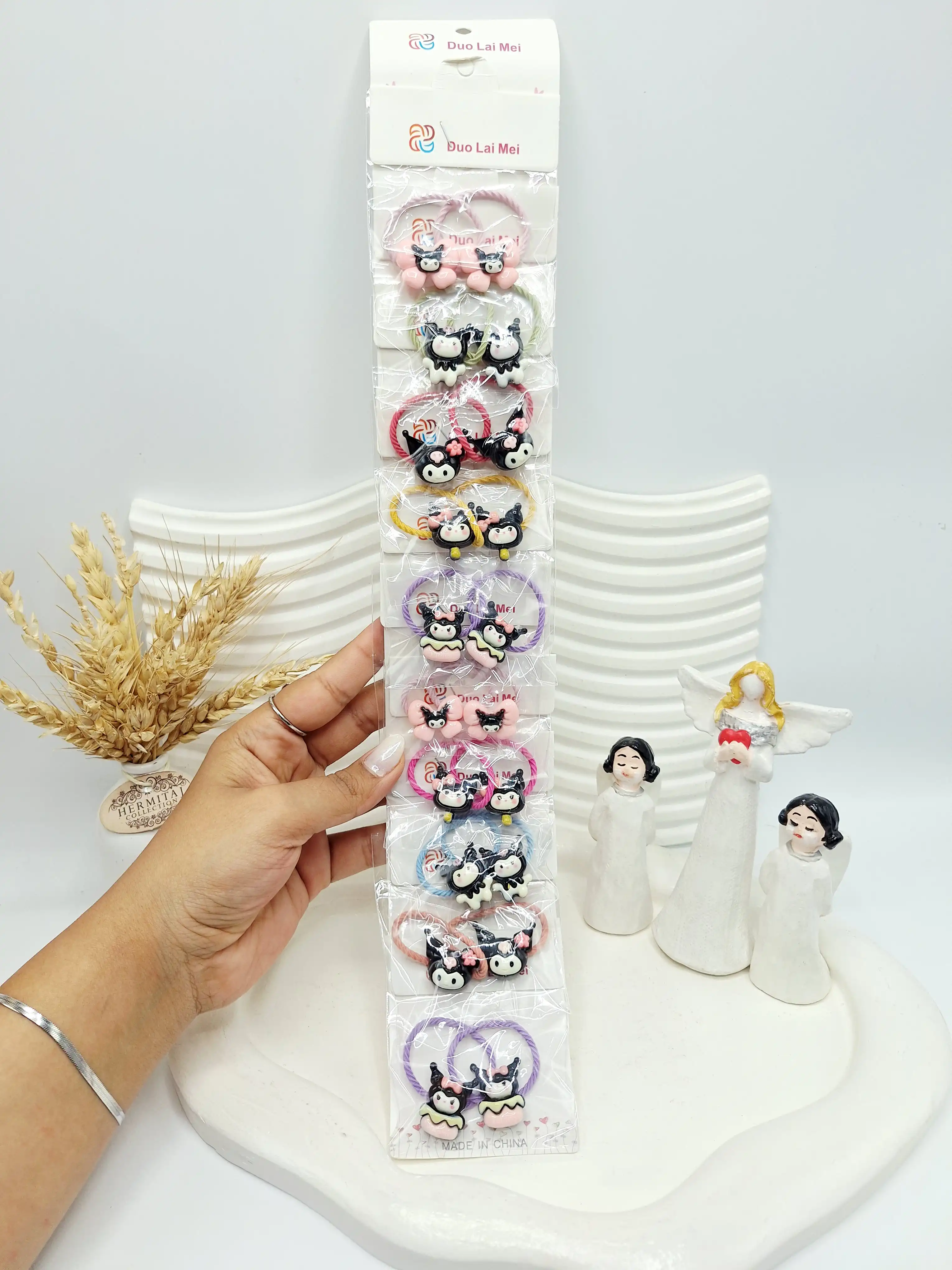 ست  12 تایی کش مو 2 تایی طرح کرومی مشکی