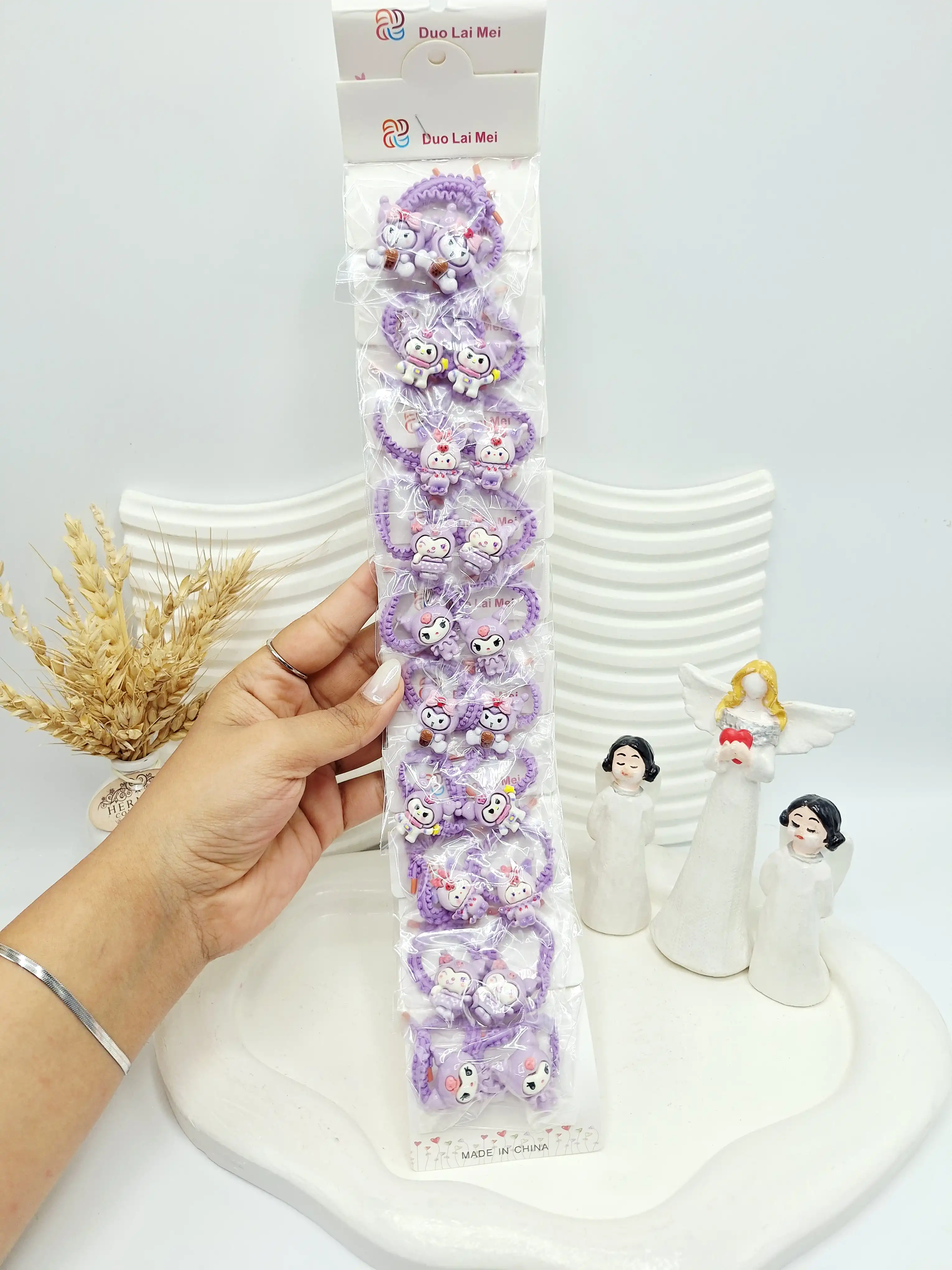 ست 12 تایی کش مو 2 تایی بنفش طرح کرومی بنفش