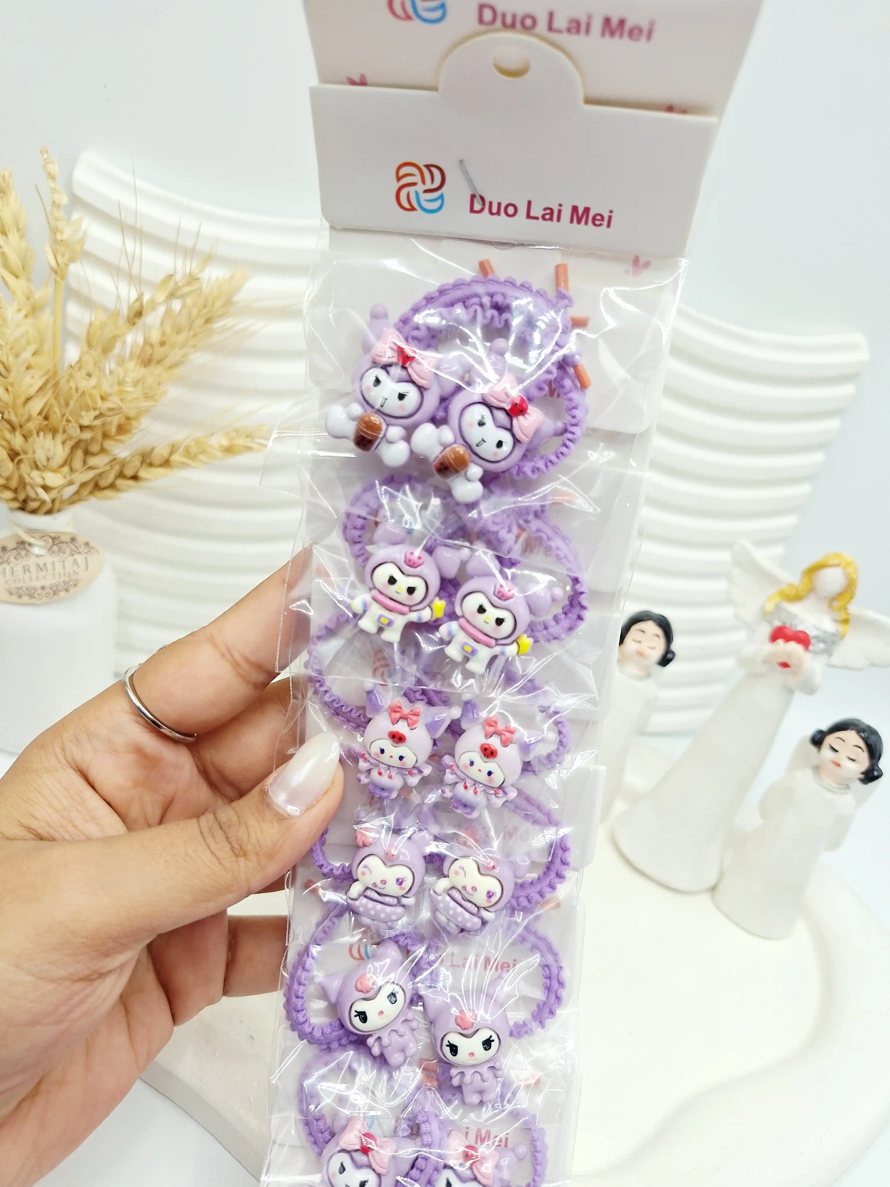 ست 12 تایی کش مو 2 تایی بنفش طرح کرومی بنفش