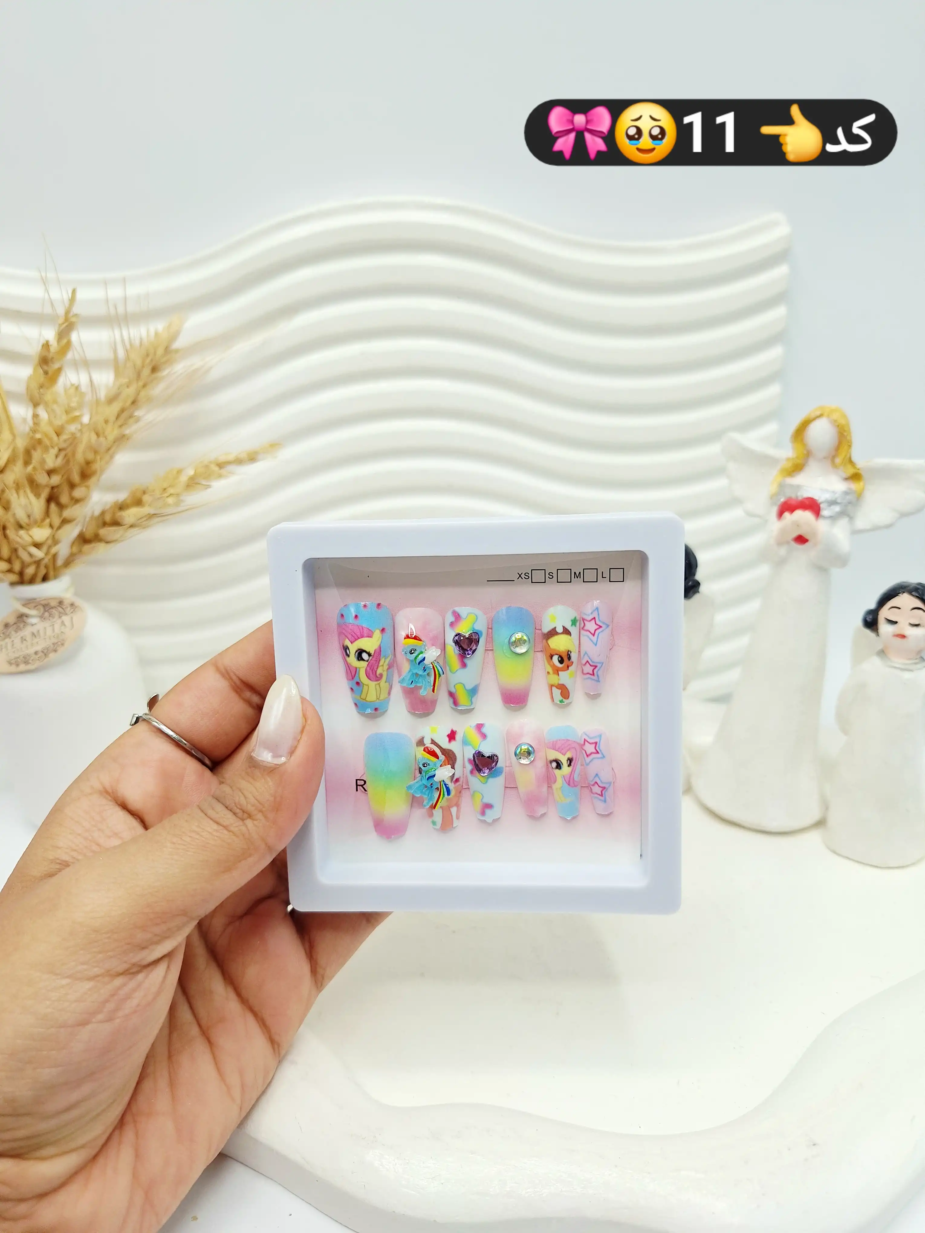 پک اختصاصی کامل ناخن مصنوعی طرح فانتری کیوت با چسپ ناخن دو طرفه (کیفیت تضمینی )