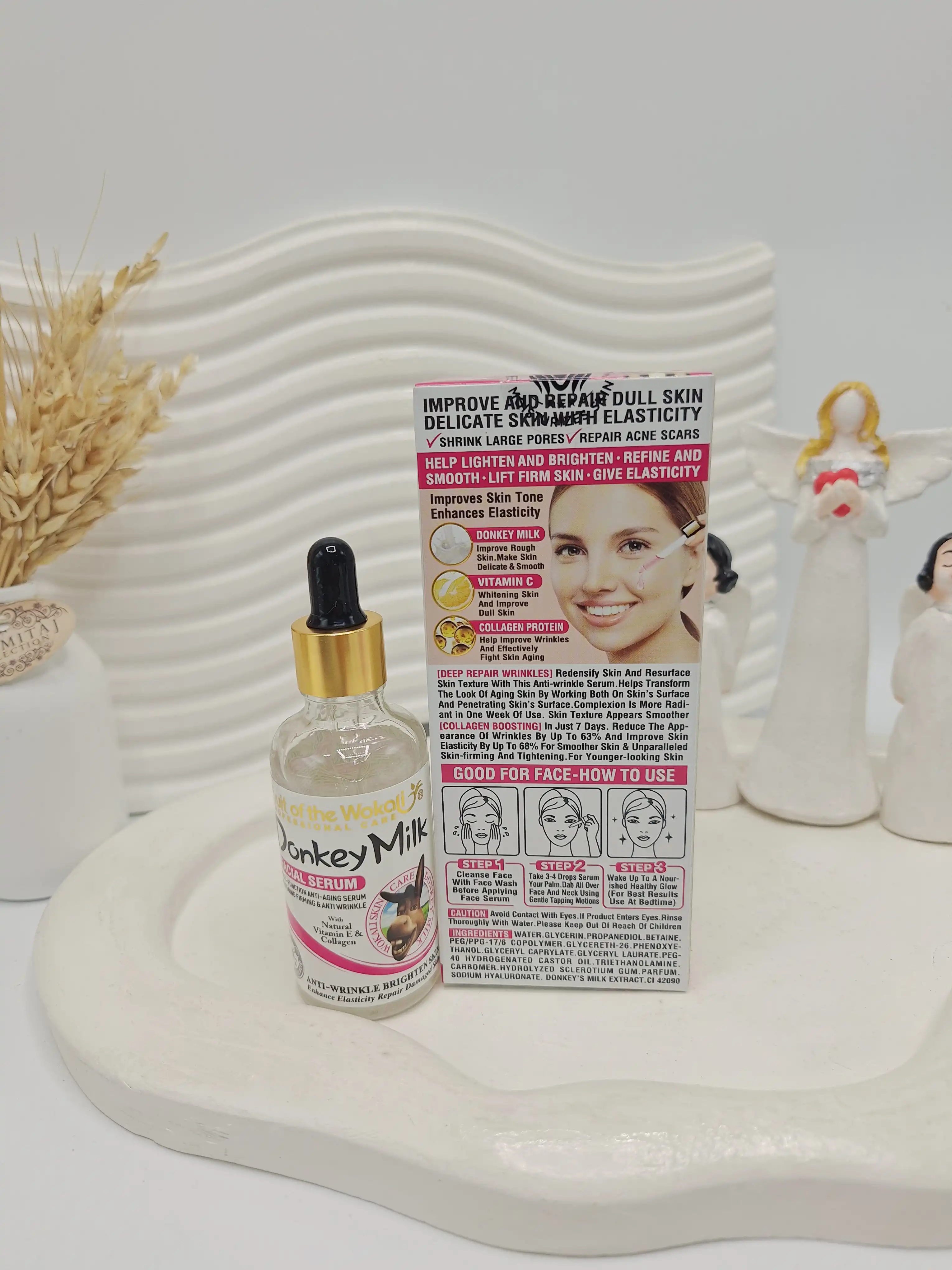 سرم پوستی سفید کننده و جوان کننده صورت شير الاغ برند وکالی کد 3090 ( کارتن صورتی)