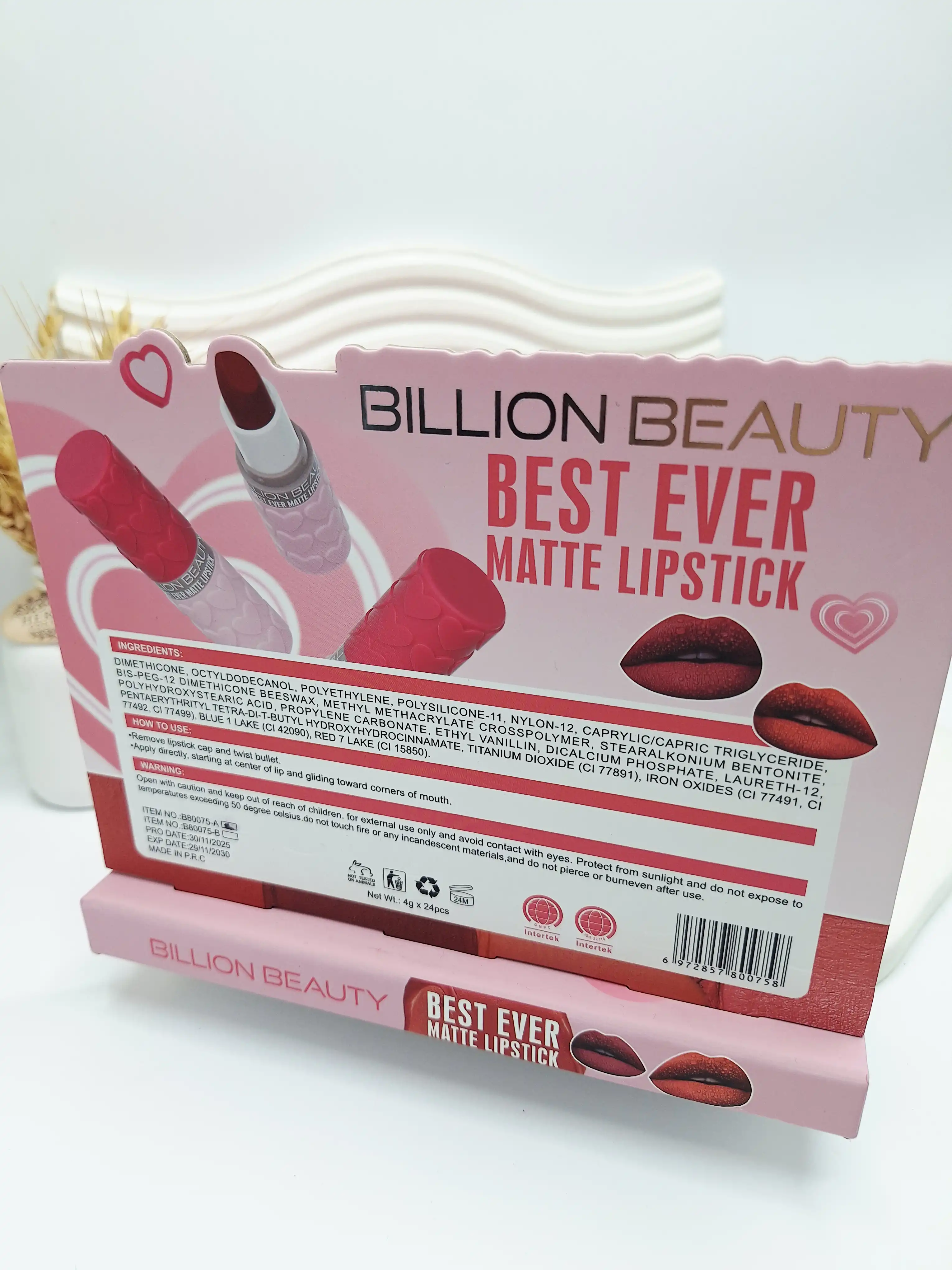 رژلب تکی مات خوش رنگ و با کيفيت برند BILLON BEAUTY کد 80075