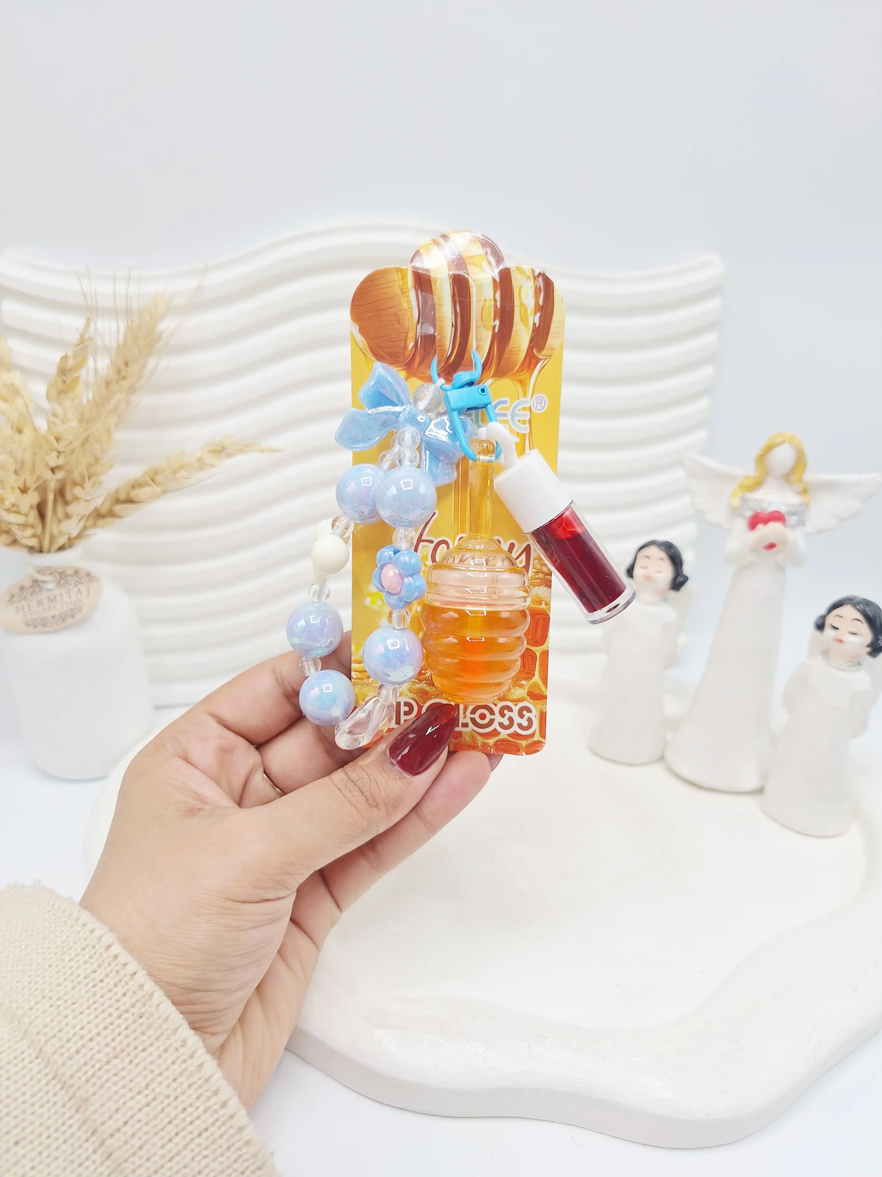 ست لیپ گلاس حرارتی عسل و تینت و دستبند برند APCKFLEE کد 040